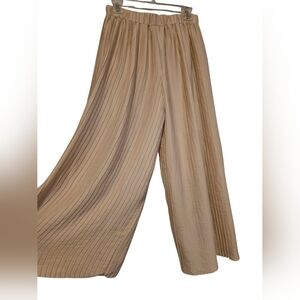 Express Pleated Wide-Leg Pants in Champagne